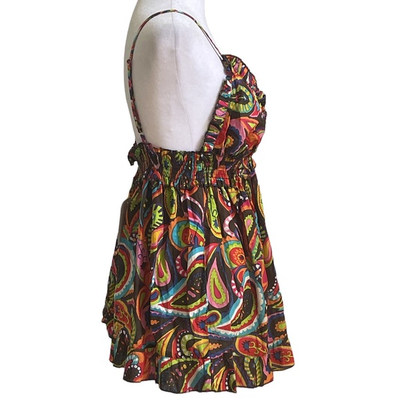 Buckhead Betties Pizazz Paisley Print Cami L Cotton Brown Vibrant Multicolor NWT - Picture 7 of 16